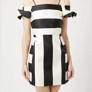 Topshop Silk Striped Off the shoulder Dress 2